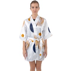 Abstract Circle Pattern T- Shirt Abstract Circle Pattern T- Shirt Half Sleeve Satin Kimono  by maxcute