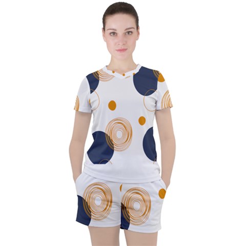 Abstract Circle Pattern T- Shirt Abstract Circle Pattern T- Shirt Women s Tee And Shorts Set by maxcute