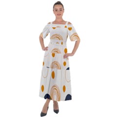 Abstract Circle Pattern T- Shirt Abstract Circle Pattern T- Shirt Shoulder Straps Boho Maxi Dress  by maxcute