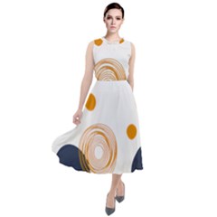 Abstract Circle Pattern T- Shirt Abstract Circle Pattern T- Shirt Round Neck Boho Dress by maxcute