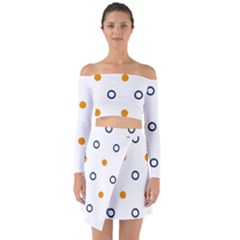 Abstract Dots And Circle Pattern T- Shirt Abstract Dots And Circle Pattern T- Shirt Off Shoulder Top With Skirt Set by maxcute