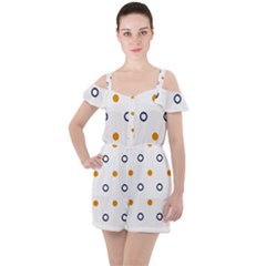 Abstract Dots And Circle Pattern T- Shirt Abstract Dots And Circle Pattern T- Shirt Ruffle Cut Out Chiffon Playsuit by maxcute