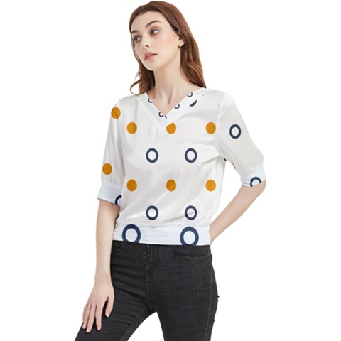 Abstract Dots And Circle Pattern T- Shirt Abstract Dots And Circle Pattern T- Shirt Quarter Sleeve Blouse by maxcute