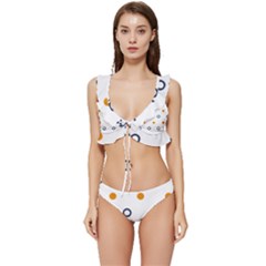 Abstract Dots And Circle Pattern T- Shirt Abstract Dots And Circle Pattern T- Shirt Low Cut Ruffle Edge Bikini Set