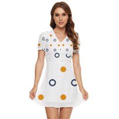 Abstract Dots And Circle Pattern T- Shirt Abstract Dots And Circle Pattern T- Shirt V-neck High Waist Chiffon Mini Dress