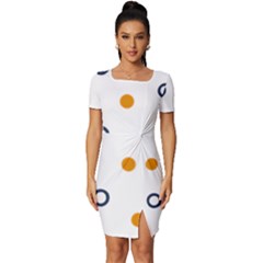 Abstract Dots And Circle Pattern T- Shirt Abstract Dots And Circle Pattern T- Shirt Fitted Knot Split End Bodycon Dress