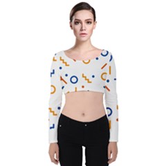 Abstract Dots And Line Pattern T- Shirt Abstract Dots And Line Pattern 4 Velvet Long Sleeve Crop Top by maxcute