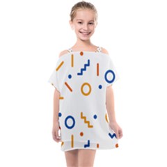 Abstract Dots And Line Pattern T- Shirt Abstract Dots And Line Pattern 4 Kids  One Piece Chiffon Dress by maxcute