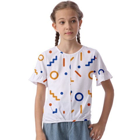 Abstract Dots And Line Pattern T- Shirt Abstract Dots And Line Pattern 4 Kids  Cuff Sleeve Scrunch Bottom Tee by maxcute