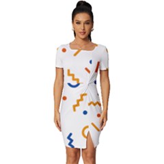 Abstract Dots And Line Pattern T- Shirt Abstract Dots And Line Pattern 4 Fitted Knot Split End Bodycon Dress by maxcute