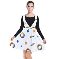 Abstract Dots And Line Pattern T- Shirt Abstract Dots And Line Pattern T- Shirt Plunge Pinafore Dress