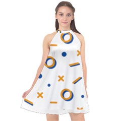 Abstract Dots And Line Pattern T- Shirt Abstract Dots And Line Pattern T- Shirt Halter Neckline Chiffon Dress  by maxcute