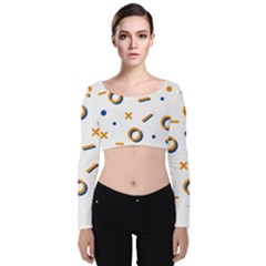 Abstract Dots And Line Pattern T- Shirt Abstract Dots And Line Pattern T- Shirt Velvet Long Sleeve Crop Top by maxcute