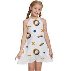 Abstract Dots And Line Pattern T- Shirt Abstract Dots And Line Pattern T- Shirt Kids  Halter Collar Waist Tie Chiffon Dress by maxcute