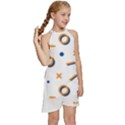 Abstract Dots And Line Pattern T- Shirt Abstract Dots And Line Pattern T- Shirt Kids  Halter Collar Waist Tie Chiffon Dress View3