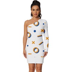 Abstract Dots And Line Pattern T- Shirt Abstract Dots And Line Pattern T- Shirt Long Sleeve One Shoulder Mini Dress by maxcute