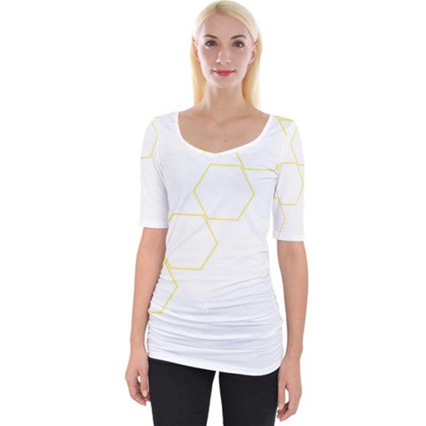 Abstract Hexagon Pattern T- Shirt Abstract Hexagon Pattern T- Shirt Wide Neckline Tee by maxcute