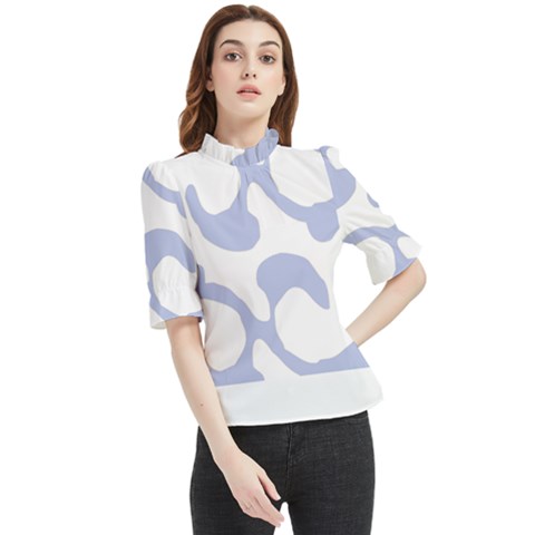 Abstract Pattern Beige Swirl T- Shirt Abstract Pattern Beige Swirl 2 Frill Neck Blouse by maxcute