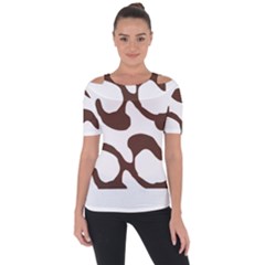 Abstract Pattern Beige Swirl T- Shirt Abstract Pattern Beige Swirl T- Shirt Shoulder Cut Out Short Sleeve Top by maxcute