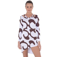 Abstract Pattern Beige Swirl T- Shirt Abstract Pattern Beige Swirl T- Shirt Asymmetric Cut-out Shift Dress by maxcute