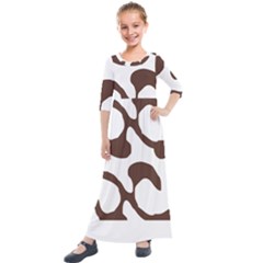 Abstract Pattern Beige Swirl T- Shirt Abstract Pattern Beige Swirl T- Shirt Kids  Quarter Sleeve Maxi Dress by maxcute