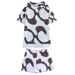 Abstract Pattern Beige Swirl T- Shirt Abstract Pattern Beige Swirl T- Shirt Kids  Swim Tee And Shorts Set by maxcute