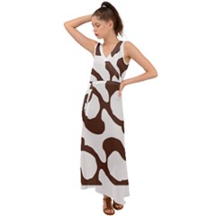 Abstract Pattern Beige Swirl T- Shirt Abstract Pattern Beige Swirl T- Shirt V-neck Chiffon Maxi Dress by maxcute