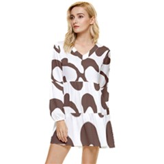 Abstract Pattern Beige Swirl T- Shirt Abstract Pattern Beige Swirl T- Shirt Tiered Long Sleeve Mini Dress by maxcute