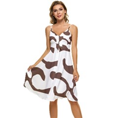 Abstract Pattern Beige Swirl T- Shirt Abstract Pattern Beige Swirl T- Shirt Sleeveless Tie Front Chiffon Dress