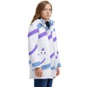 Abstract Pattern Blue And Gray T- Shirt Abstract Pattern Blue And Gray T- Shirt Kid s Hooded Longline Puffer Jacket View2