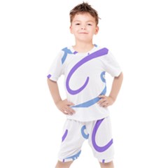 Abstract Pattern Blue And Gray T- Shirt Abstract Pattern Blue And Gray T- Shirt Kids  Tee And Shorts Set by maxcute