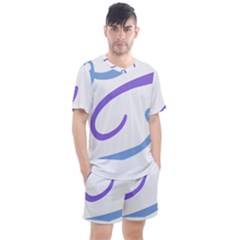 Abstract Pattern Blue And Gray T- Shirt Abstract Pattern Blue And Gray T- Shirt Men s Mesh Tee and Shorts Set