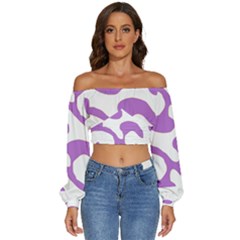 Abstract Pattern Purple Swirl T- Shirt Abstract Pattern Purple Swirl T- Shirt Long Sleeve Crinkled Weave Crop Top by maxcute