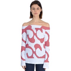 Abstract Pattern Red Swirl T- Shirt Abstract Pattern Red Swirl T- Shirt Off Shoulder Long Sleeve Top by maxcute