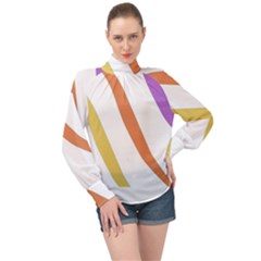 Abstract Pattern T- Shirt Abstract Pattern 6 High Neck Long Sleeve Chiffon Top by maxcute