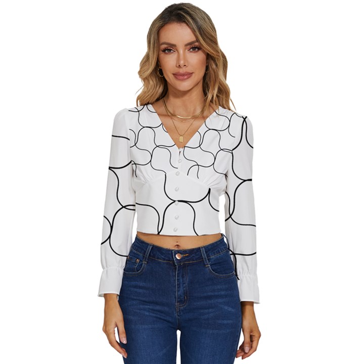 Abstract Pattern T- Shirt Abstract Pattern2 Long Sleeve V-Neck Top