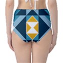 Abstract Pattern T- Shirt Hourglass Pattern  Sunburst Tones Abstract  Blue And Gold  Soft Furnishing Classic High-Waist Bikini Bottoms View2