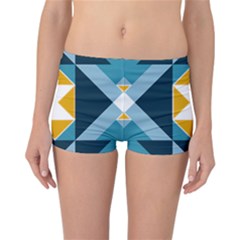 Abstract Pattern T- Shirt Hourglass Pattern  Sunburst Tones Abstract  Blue And Gold  Soft Furnishing Reversible Boyleg Bikini Bottoms by maxcute