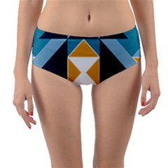 Abstract Pattern T- Shirt Hourglass Pattern  Sunburst Tones Abstract  Blue And Gold  Soft Furnishing Reversible Mid-waist Bikini Bottoms by maxcute