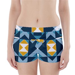 Abstract Pattern T- Shirt Hourglass Pattern  Sunburst Tones Abstract  Blue And Gold  Soft Furnishing Boyleg Bikini Wrap Bottoms by maxcute