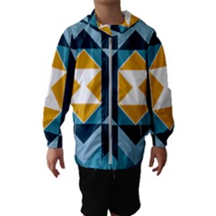 Abstract Pattern T- Shirt Hourglass Pattern  Sunburst Tones Abstract  Blue And Gold  Soft Furnishing Kids  Hooded Windbreaker by maxcute