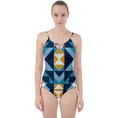 Abstract Pattern T- Shirt Hourglass Pattern  Sunburst Tones Abstract  Blue And Gold  Soft Furnishing Cut Out Top Tankini Set by maxcute