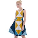 Abstract Pattern T- Shirt Hourglass Pattern  Sunburst Tones Abstract  Blue And Gold  Soft Furnishing Knee Length Skater Dress View1