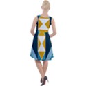 Abstract Pattern T- Shirt Hourglass Pattern  Sunburst Tones Abstract  Blue And Gold  Soft Furnishing Knee Length Skater Dress View2