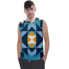 Abstract Pattern T- Shirt Hourglass Pattern  Sunburst Tones Abstract  Blue And Gold  Soft Furnishing Men s Regular Tank Top by maxcute