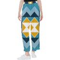 Abstract Pattern T- Shirt Hourglass Pattern  Sunburst Tones Abstract  Blue And Gold  Soft Furnishing Women s Pants  View1