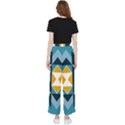 Abstract Pattern T- Shirt Hourglass Pattern  Sunburst Tones Abstract  Blue And Gold  Soft Furnishing Women s Pants  View2