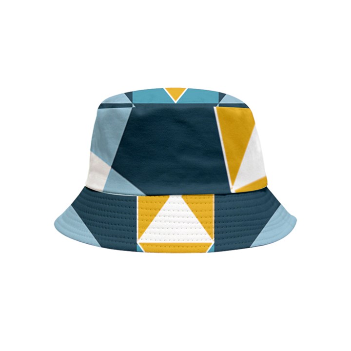 Abstract Pattern T- Shirt Hourglass Pattern  Sunburst Tones Abstract  Blue And Gold  Soft Furnishing Inside Out Bucket Hat (Kids)