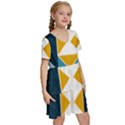 Abstract Pattern T- Shirt Hourglass Pattern  Sunburst Tones Abstract  Blue And Gold  Soft Furnishing Kids  Short Sleeve Tiered Mini Dress View3