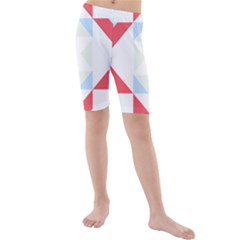 Abstract Pattern T- Shirt Hourglass Pattern  Urban Tones Abstract  Blue And Red  Soft Furnishings 4 Kids  Mid Length Swim Shorts by maxcute